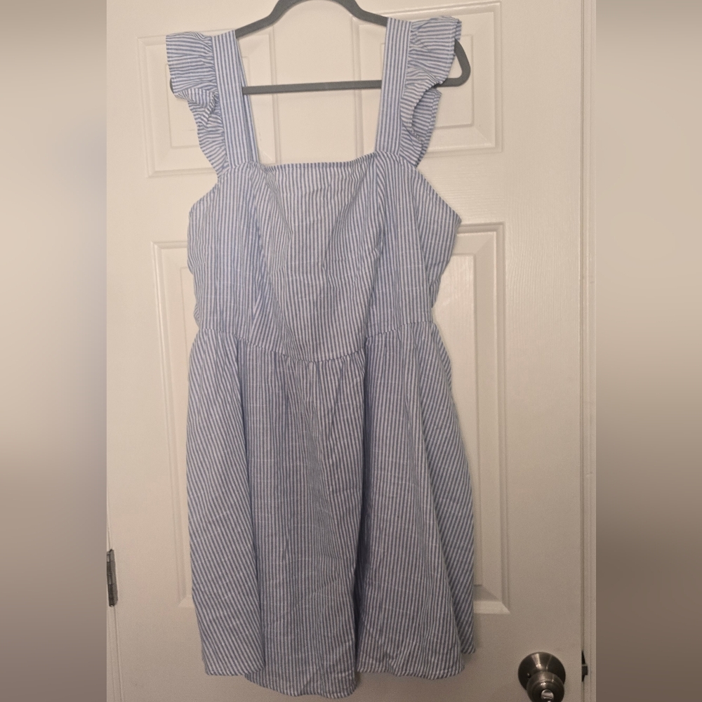Blue and White Striped Dress